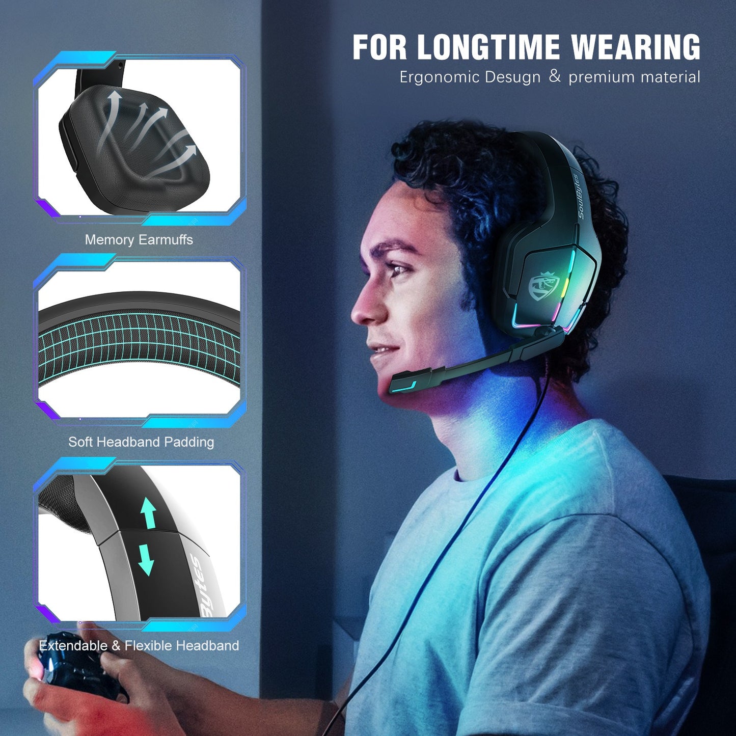 Head Mounted Wired Gaming Headset - RGB