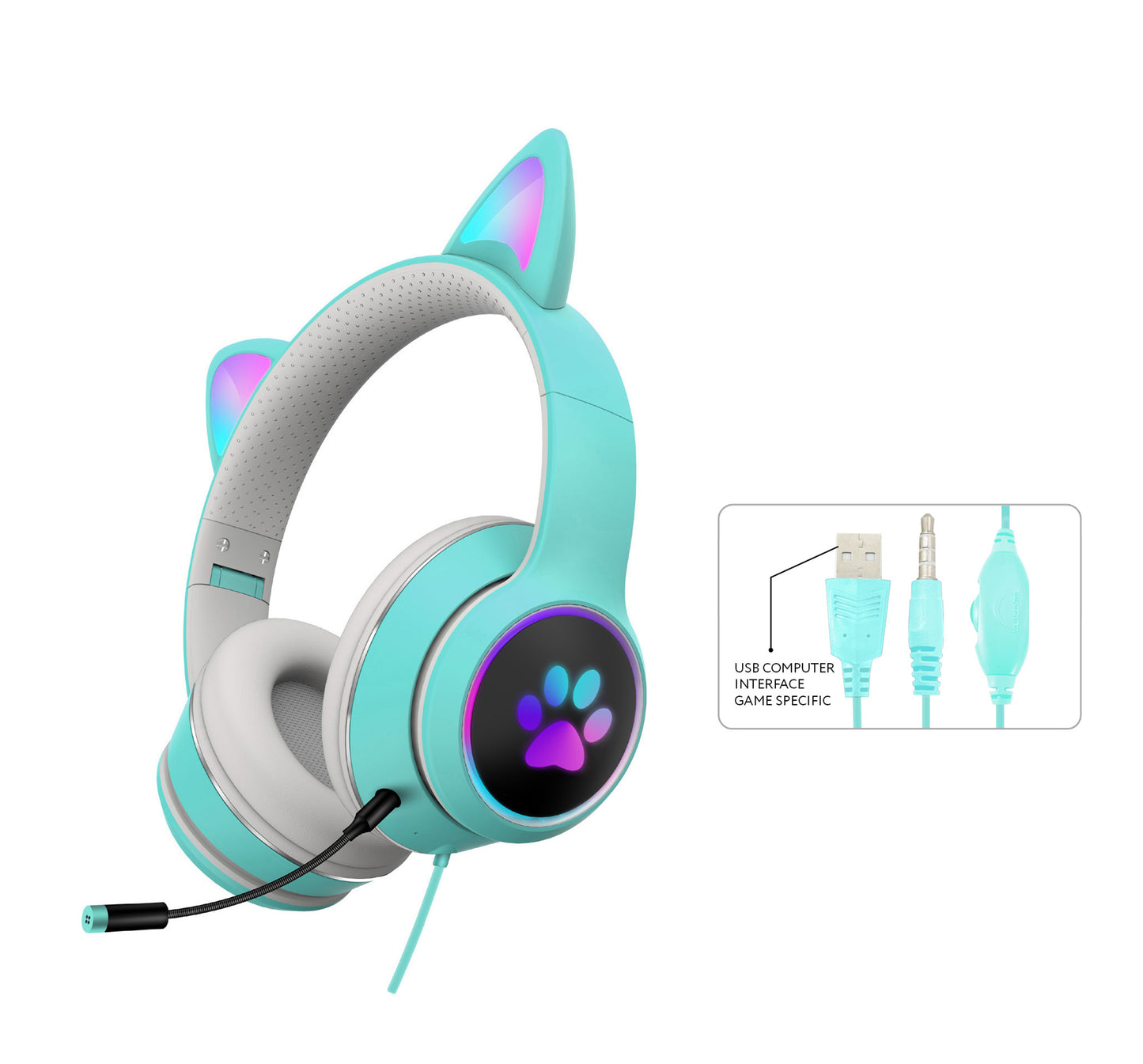 RGB Luminous Cat Ear Wired Headset - Perfect for Gaming & Learning