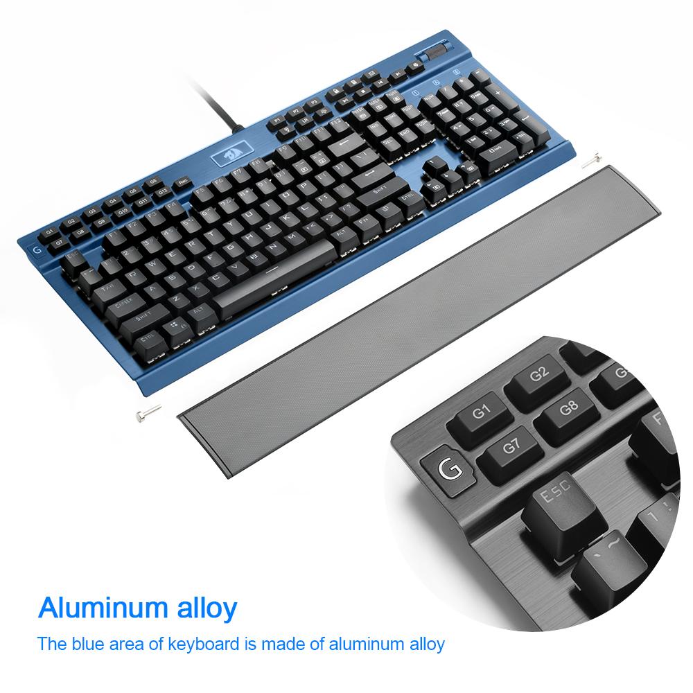Professional Gaming Mechanical Keyboard with Full Color LED Backlit Keys in Metal Housing