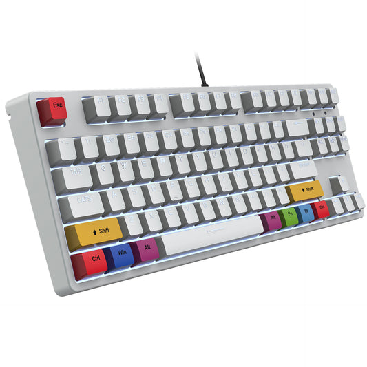 87 Key Wired Mechanical Gaming Keyboard with Red Switches and 20 LED Light Effects