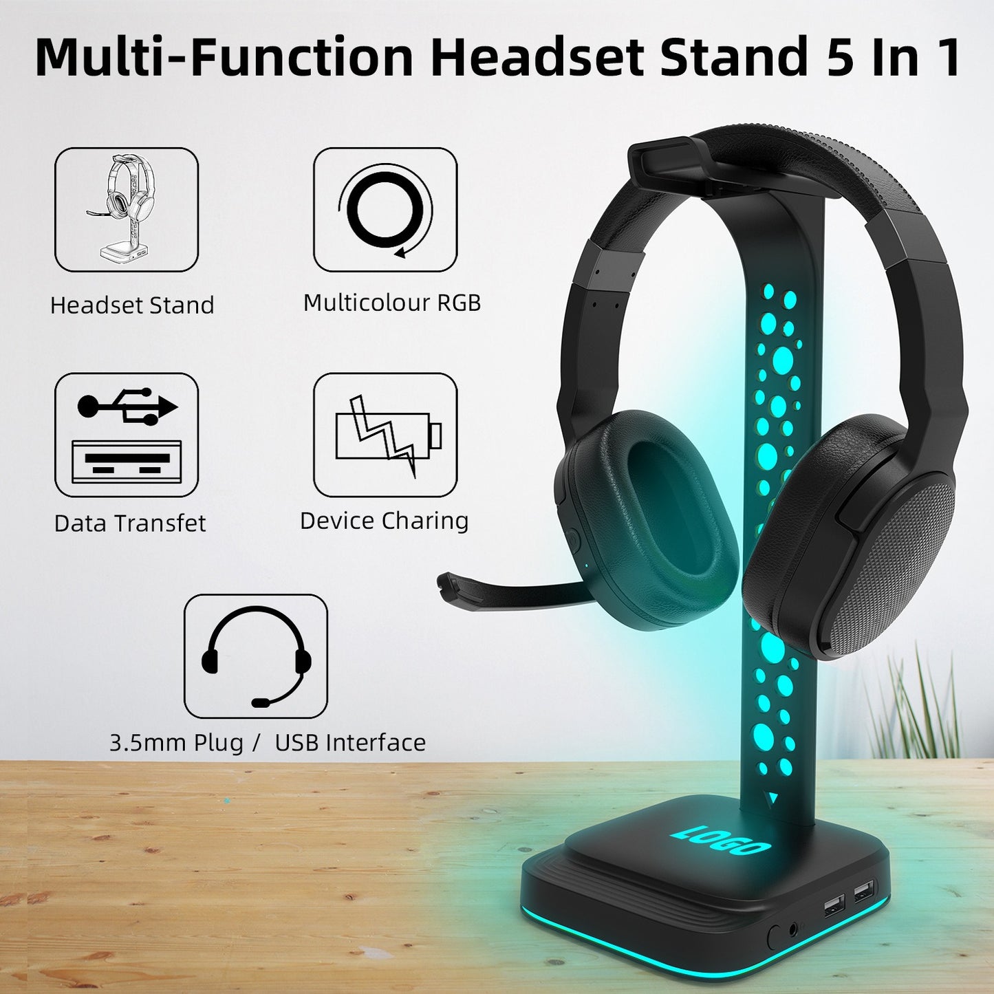 RGB Color Changing Esports Headphone Holder