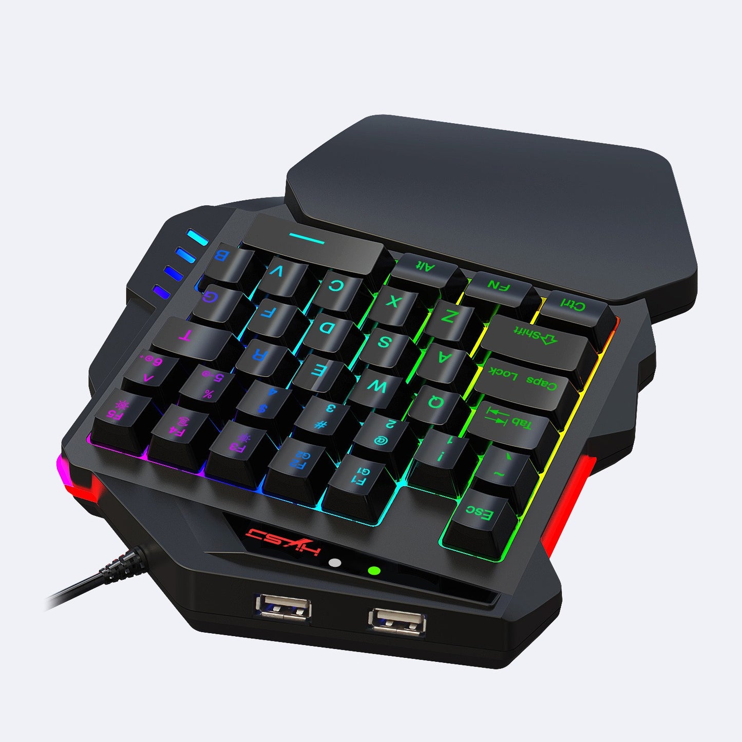 One-Handed RGB Illuminated Gaming Keyboard with Built-In Converter