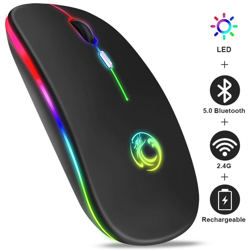 Wireless RGB Rechargeable Mouse - Ergonomic & Silent