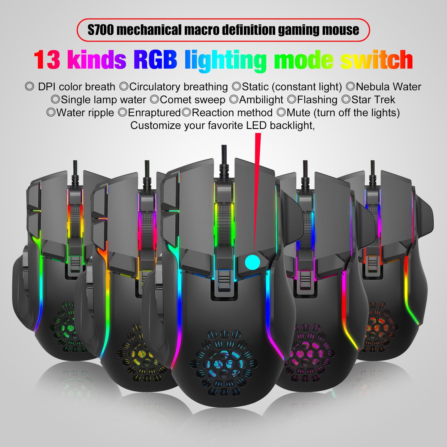 Programmable Gaming Mouse with RGB Lighting - 12800 DPI