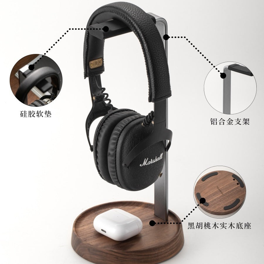 Premium Walnut Wood Headphone Stand
