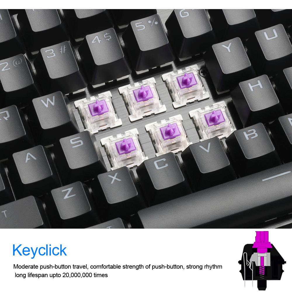 Professional Gaming Mechanical Keyboard with Full Color LED Backlit Keys in Metal Housing