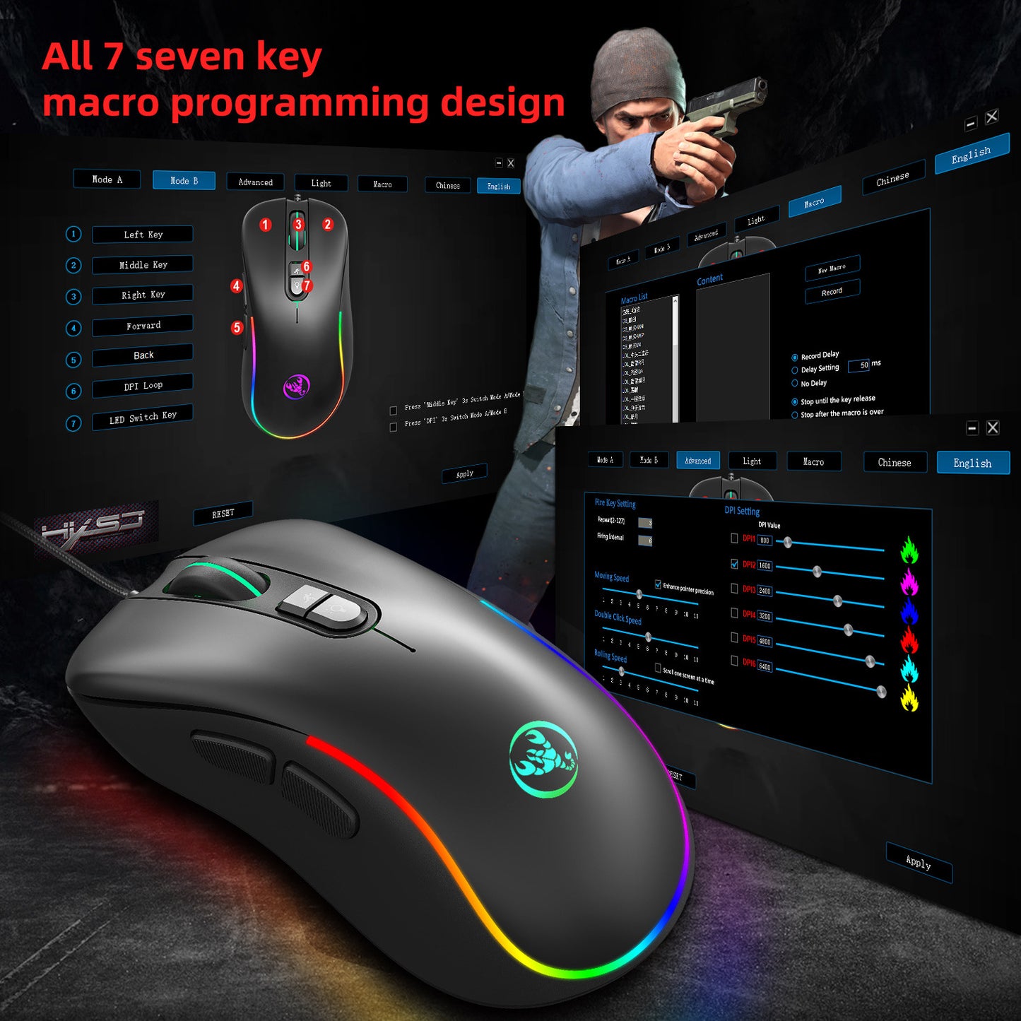 RGB Backlit Mechanical Keyboard and Mouse Wired Gaming Set
