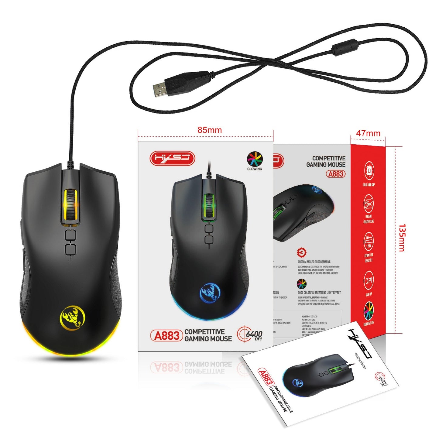 Esports Colorful Luminous Wired Mouse