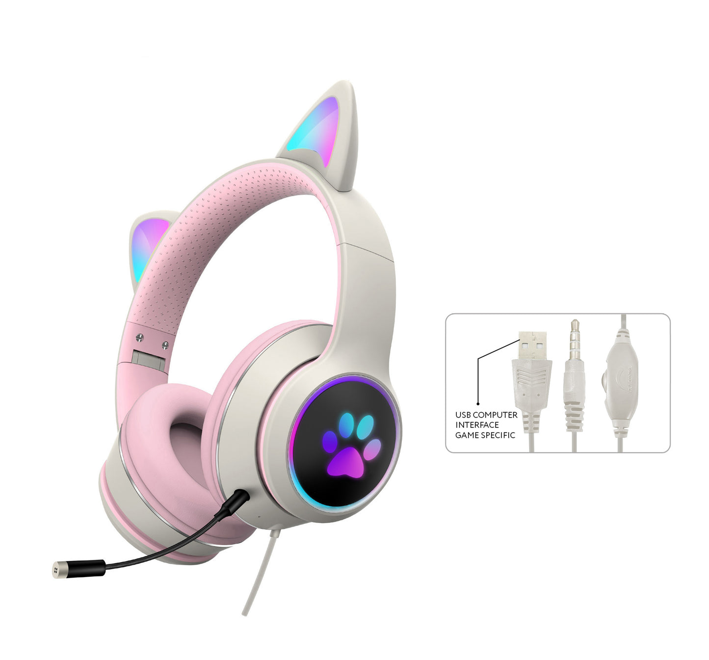 RGB Luminous Cat Ear Wired Headset - Perfect for Gaming & Learning