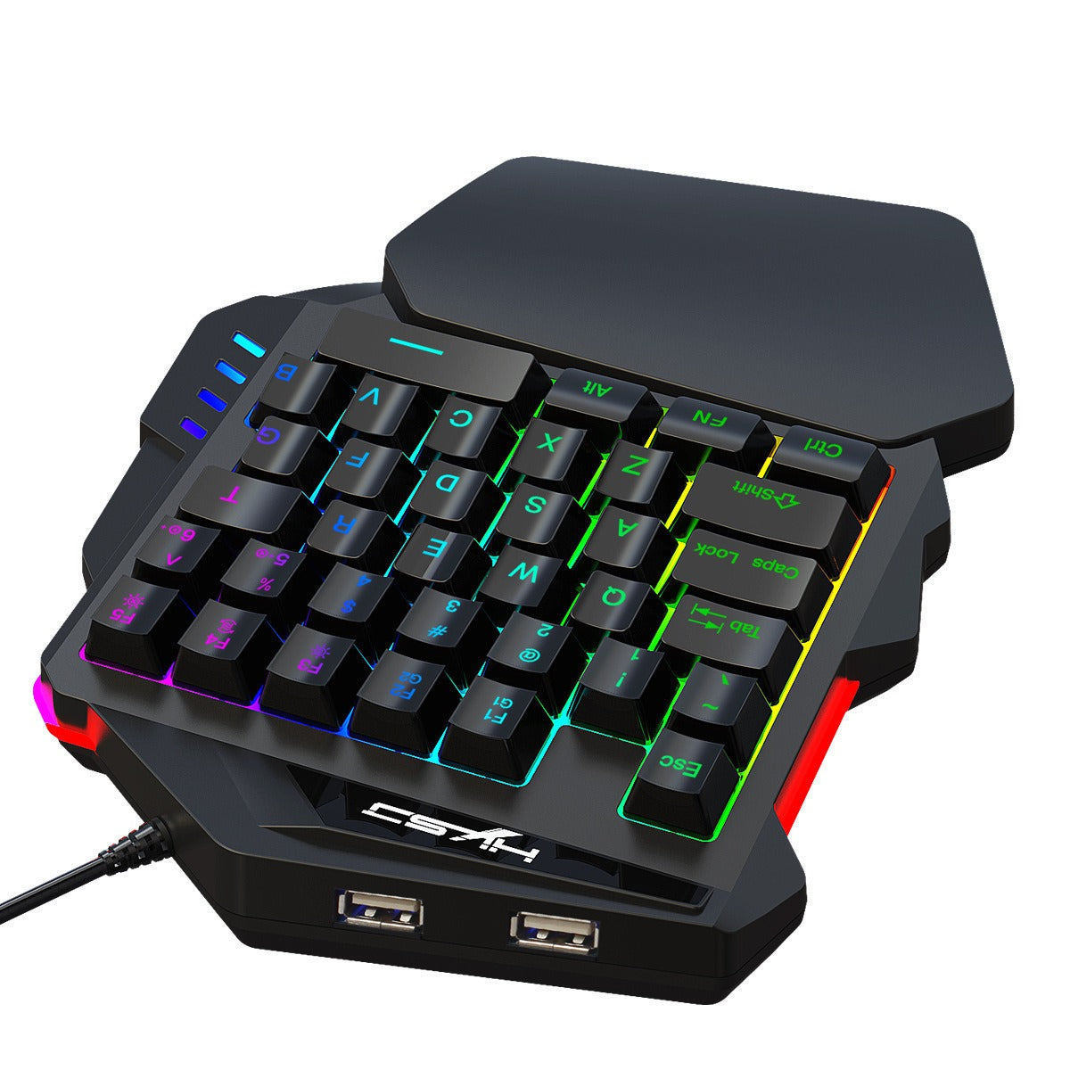 One-Handed RGB Illuminated Gaming Keyboard with Built-In Converter
