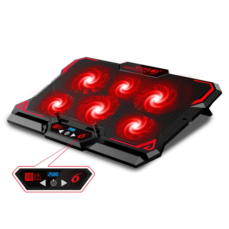 17 Inch Gaming Laptop Cooler With Six Fans LED Screen And Dual USB Ports
