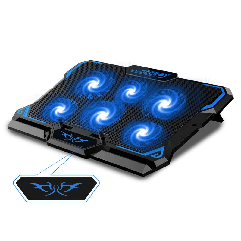 17 Inch Gaming Laptop Cooler With Six Fans LED Screen And Dual USB Ports