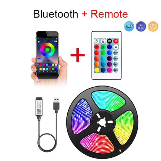 Bluetooth USB LED Strip Light 5050 RGB Adhesive Tape Ribbon App Controlled