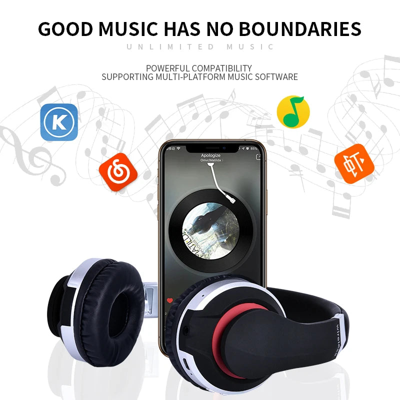 Wireless Bluetooth Headphones - Foldable Stereo Gaming Earphones