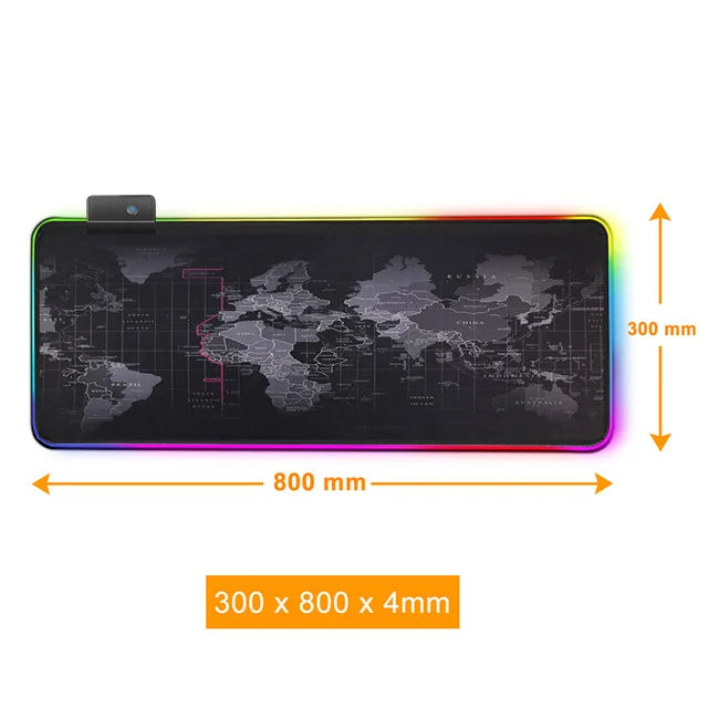 Gaming Mouse Pad With Large World Map - RGB