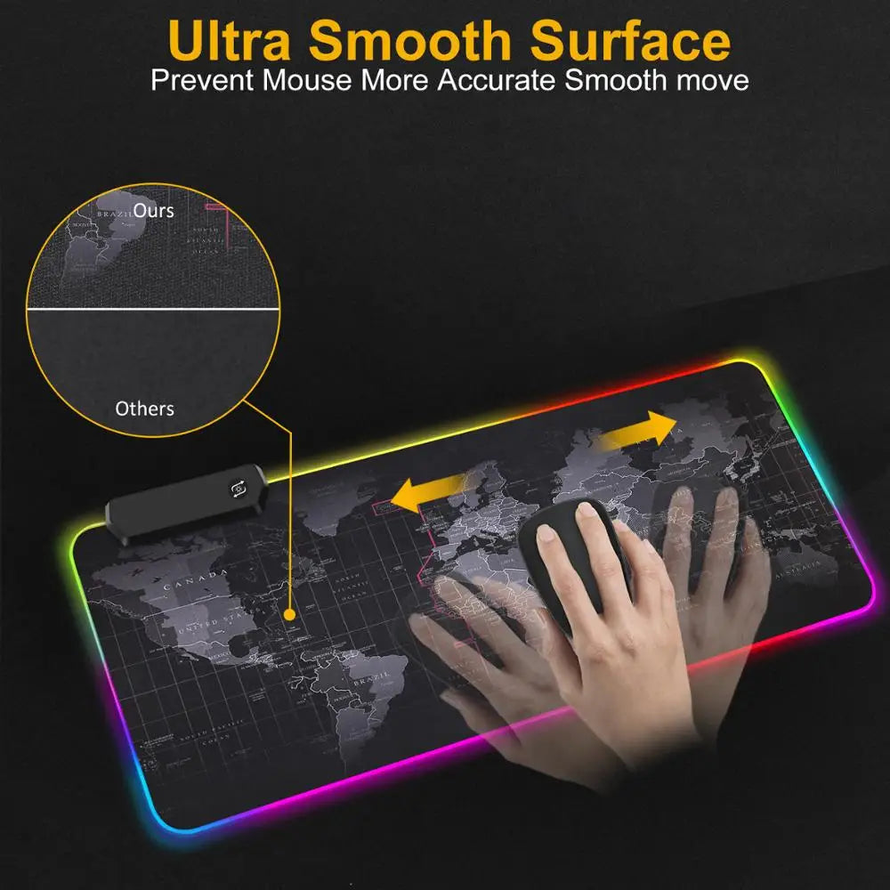 Gaming Mouse Pad With Large World Map - RGB