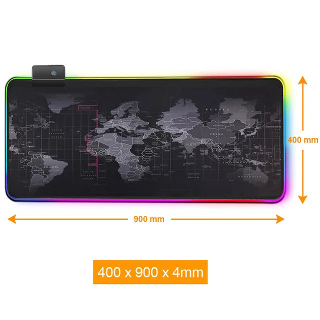 Gaming Mouse Pad With Large World Map - RGB