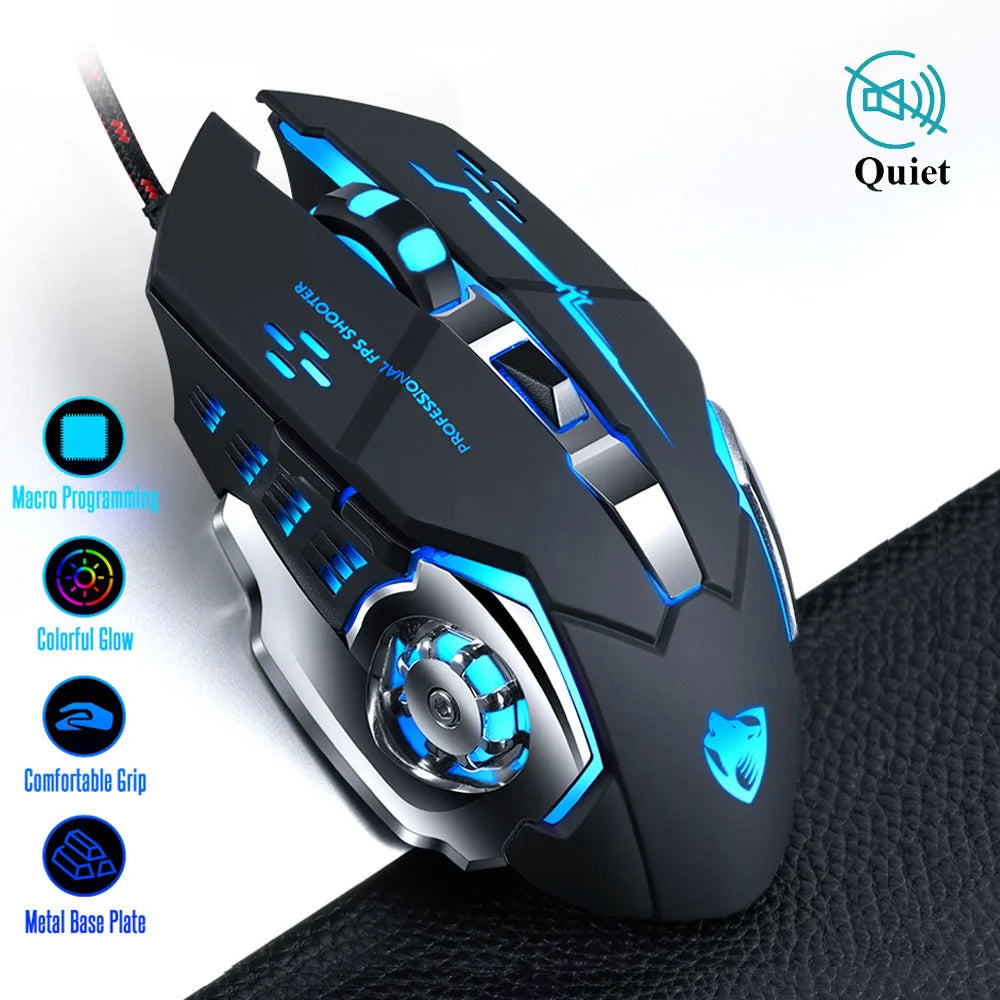 Pro Gamer Gaming Mouse - Adjustable Wired Optical 3200DPI