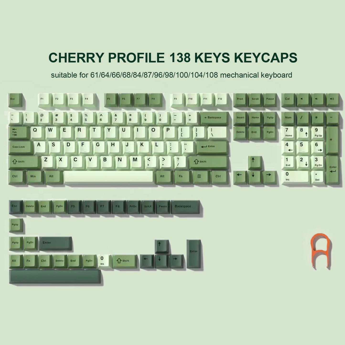 Rainbow 138 Keys Retro PBT Keycaps - Double Shot Cherry Profile for MX