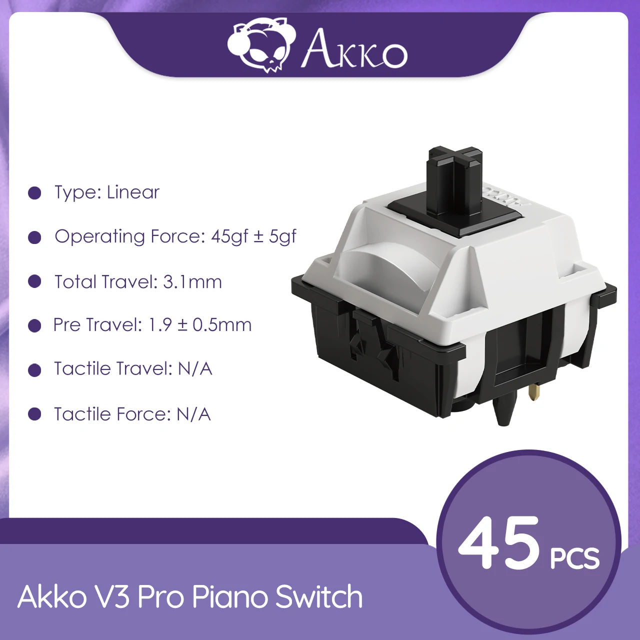 Pro Cream Yellow Cherry MX 5 Pin Tactile Linear Keyboard Switches 45 Pack