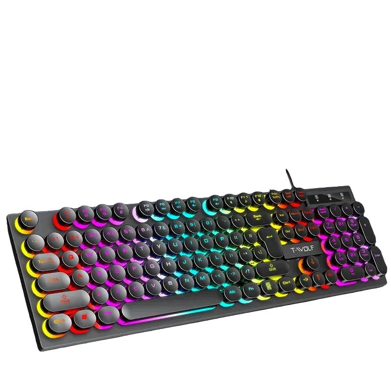 104 Keys Punk Retro Keyboard Rainbow Backlight Gaming Keyboard
