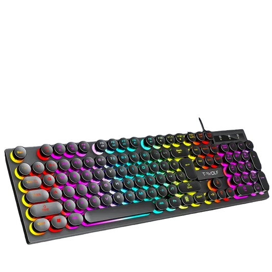 104 Keys Punk Retro Keyboard Rainbow Backlight Gaming Keyboard