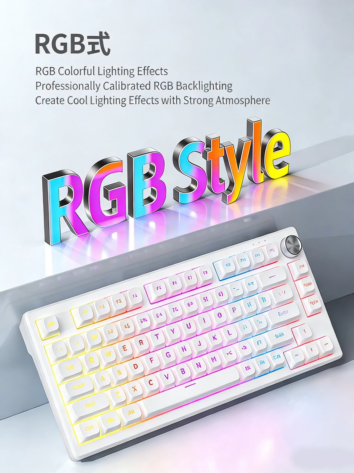 Hot Swap Mechanical Keyboard With Gasket Structure Backlit Keycaps For Esports