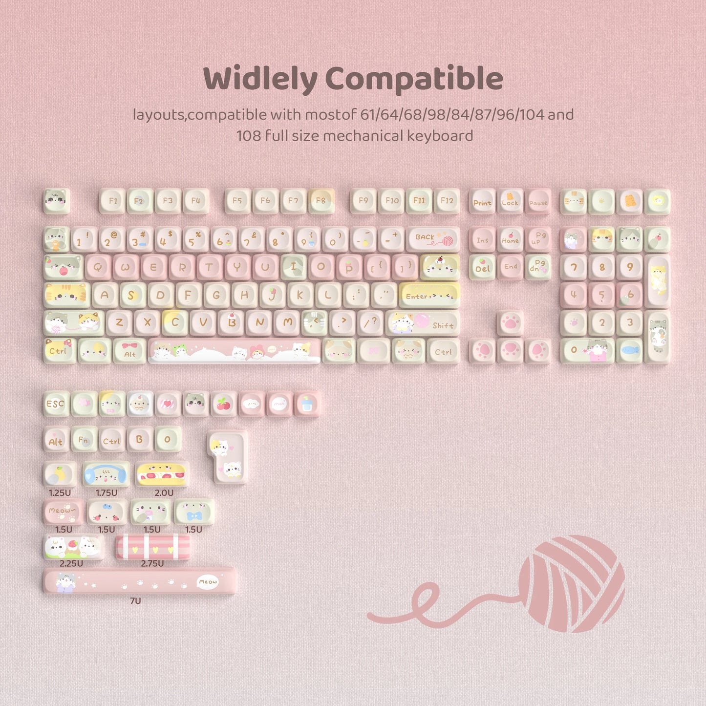 132 PBT Keycaps for 60% 65%75% 100% Cherry Gateron MX Switches Mechanical Keyboards