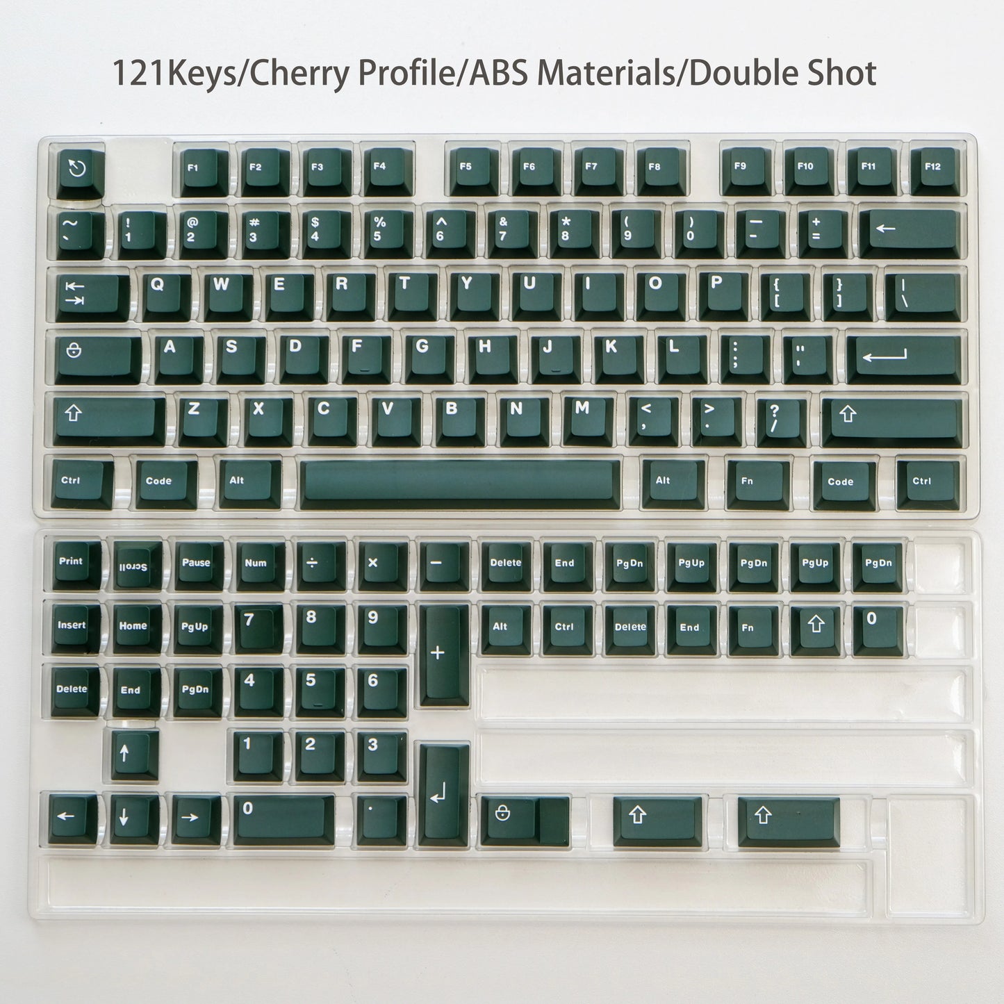 British Racing Green Double Shot Keycaps Cherry Profile For MX Keyboard