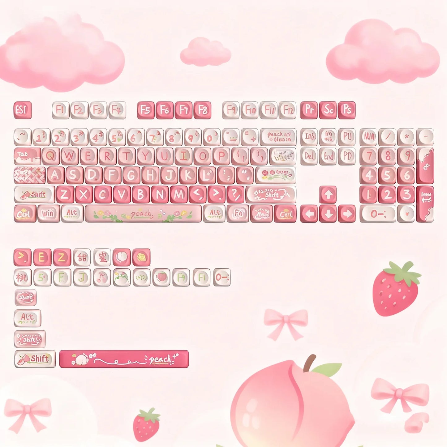 132 PBT Keycaps for 60% 65%75% 100% Cherry Gateron MX Switches Mechanical Keyboards