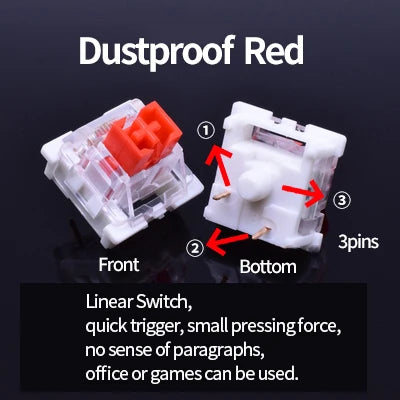 3Pin Dustproof Keyboard Switches Linear Tactile Silent For MX Mechanical