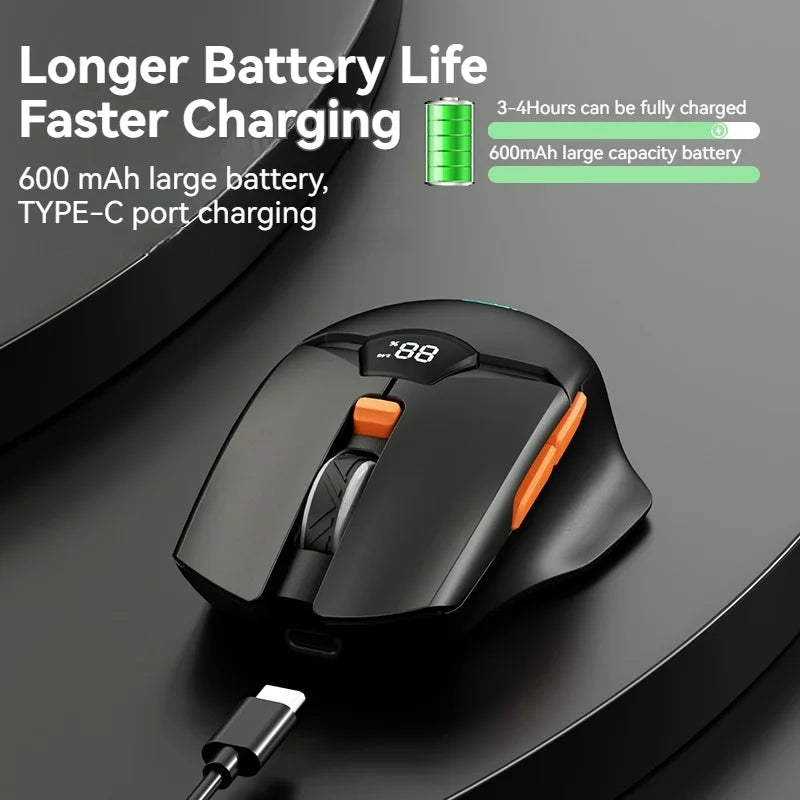 Mute Button Dual Mode Bluetooth 2.4G Wireless Mouse With 600mAh Battery