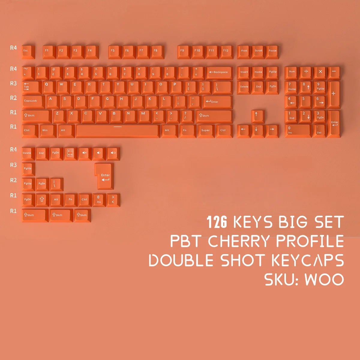 PBT Keycaps White Pink WOB – 126 Keys, ISO Alice, Cherry Profile