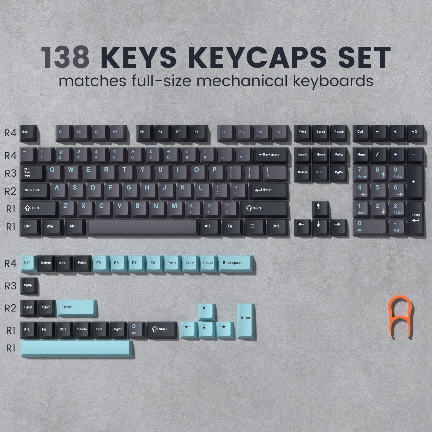 Rainbow 138 Keys Retro PBT Keycaps - Double Shot Cherry Profile for MX