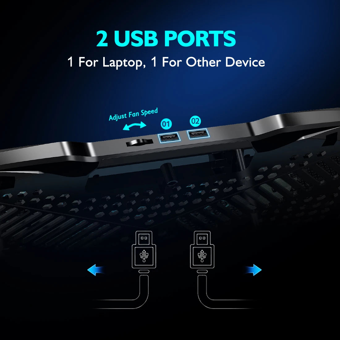 Laptop Cooling Pad 12-17 Inch 5 Quiet Fans Adjustable Stand Phone Holder