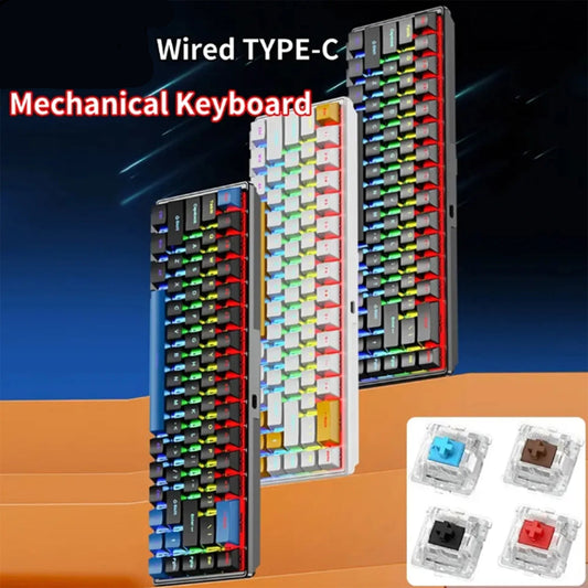 65% Mechanical Keyboard With RGB Backlighting Compact 68 Keys Wired