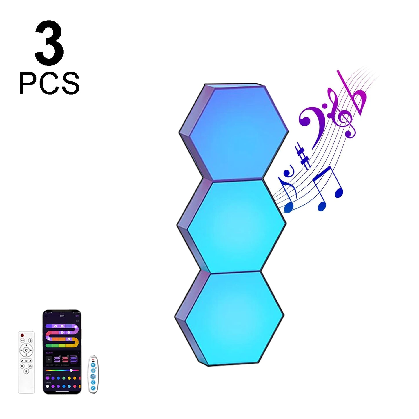 RGB Hexagonal Smart Wall Lamp App Control With Color Changing Night Light