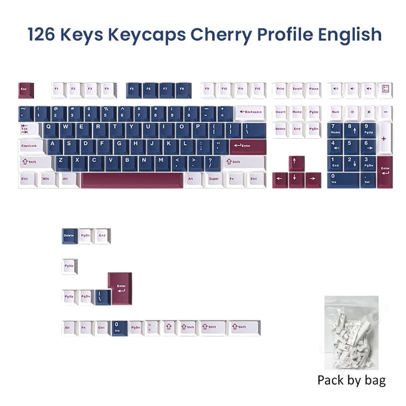 Keycaps 126 Keys – Double Shot PBT Cherry Profile for MX