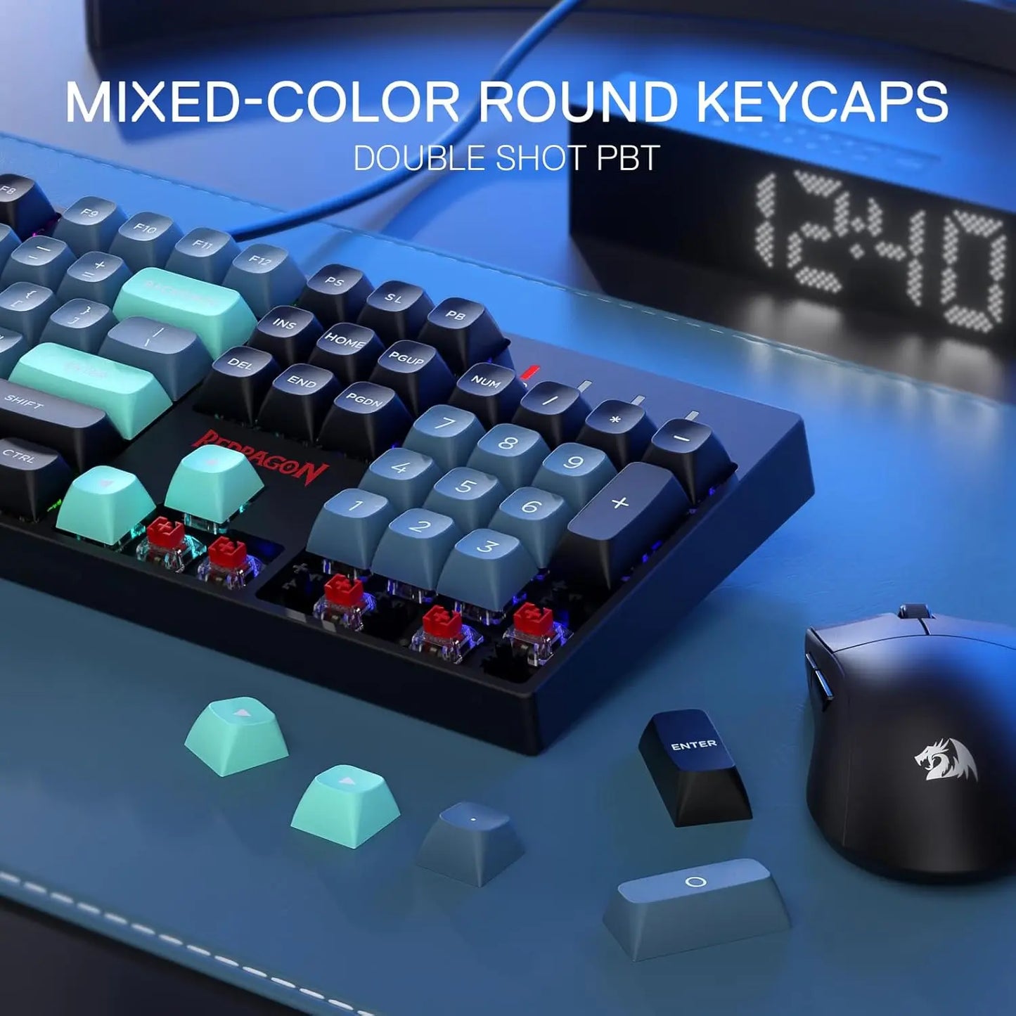 Wired RGB 104-Key Mechanical Keyboard with Red Switches