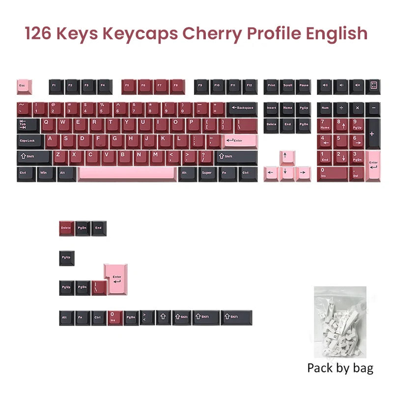 Keycaps 126 Keys – Double Shot PBT Cherry Profile for MX