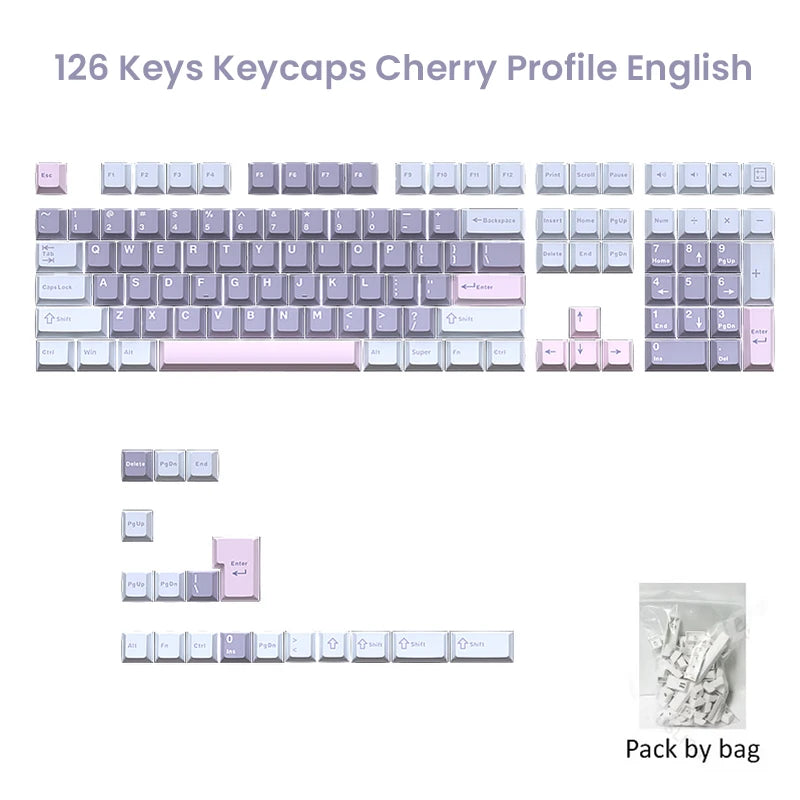 Keycaps 126 Keys – Double Shot PBT Cherry Profile for MX