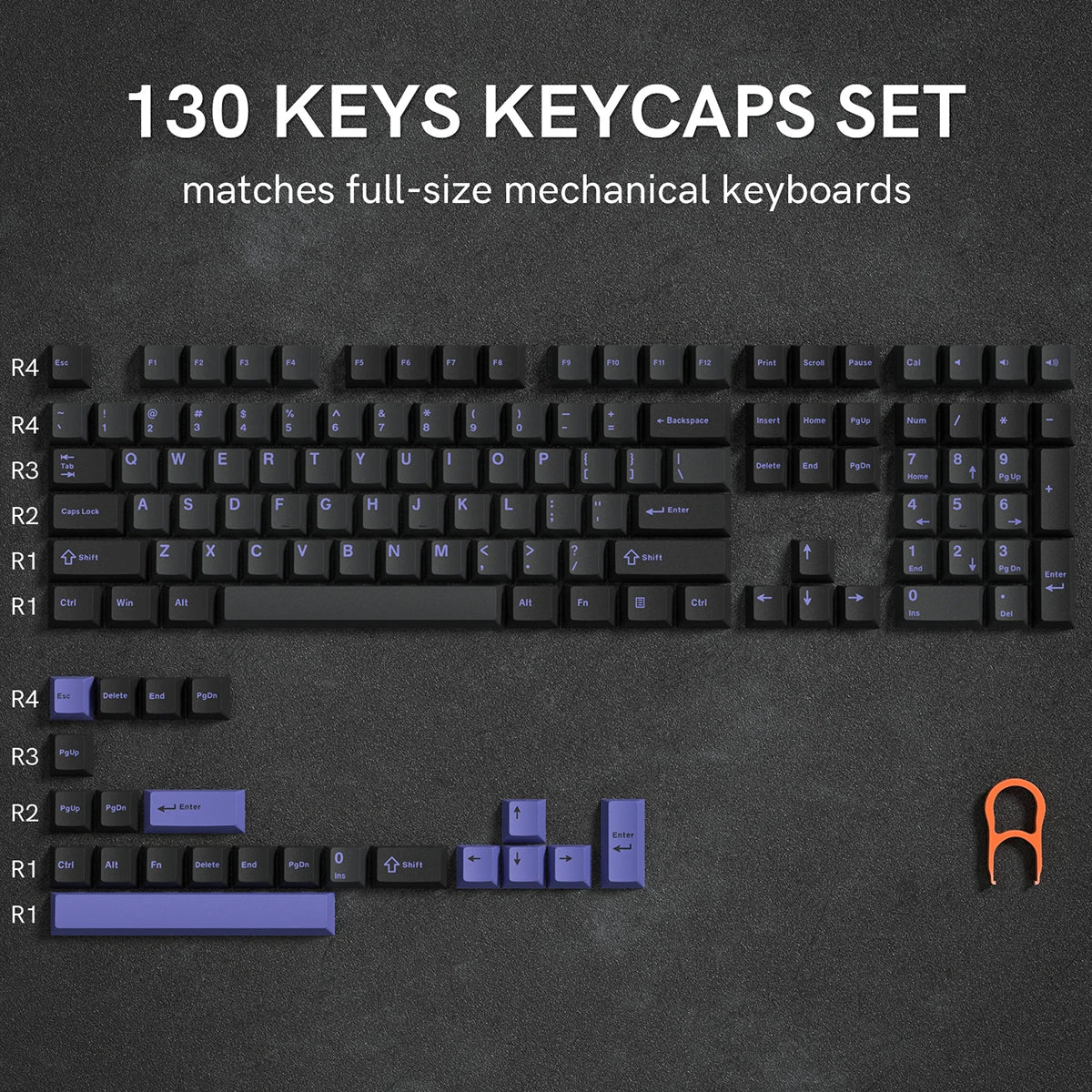 Rainbow 138 Keys Retro PBT Keycaps - Double Shot Cherry Profile for MX