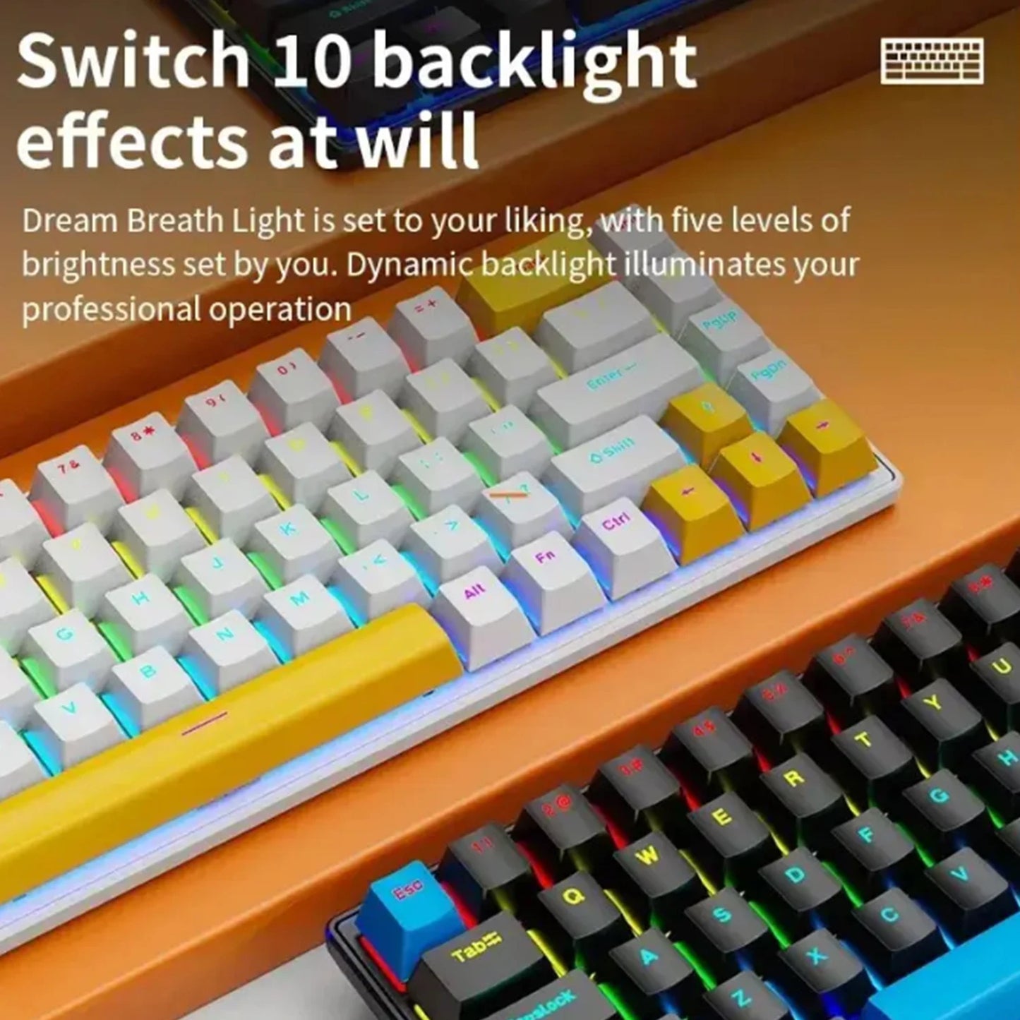 65% Mechanical Keyboard With RGB Backlighting Compact 68 Keys Wired