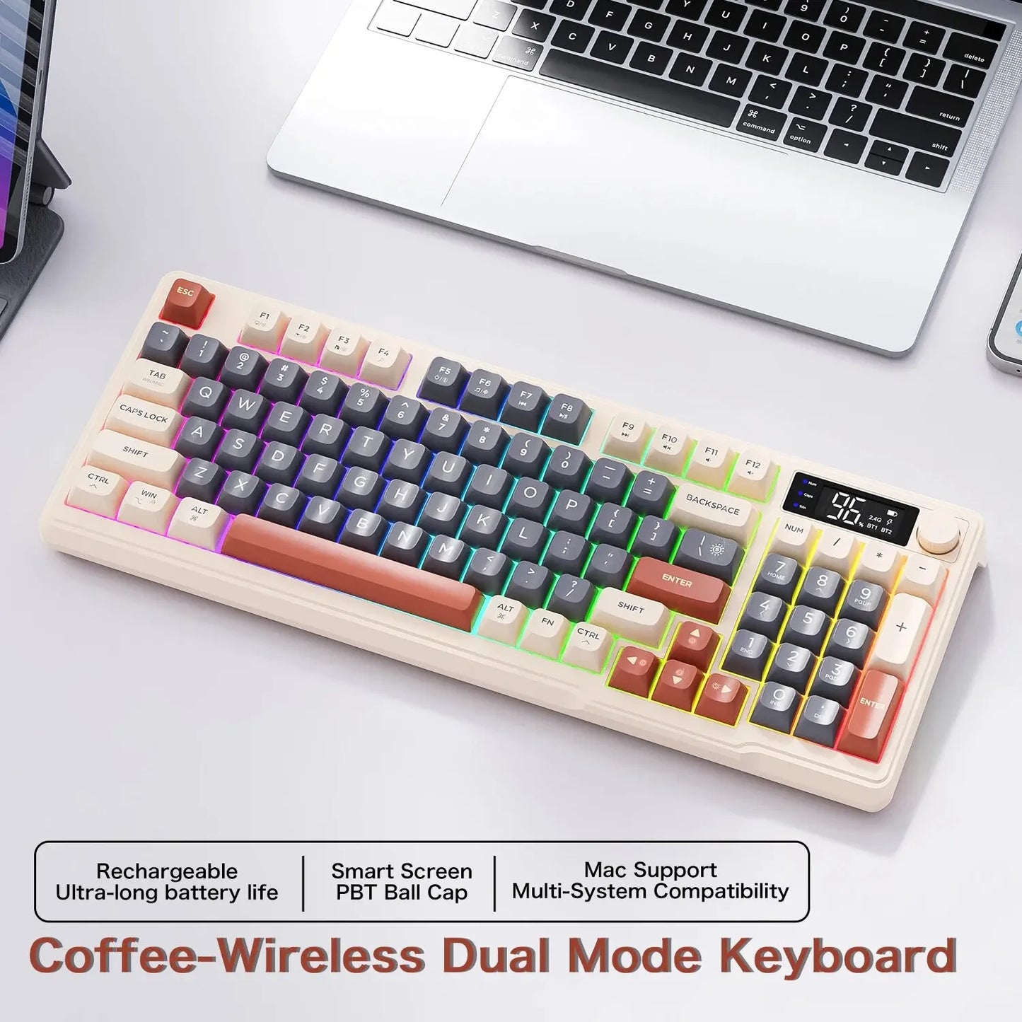 Wireless Bluetooth Gaming Keyboard - Ergonomic & Multi-Device