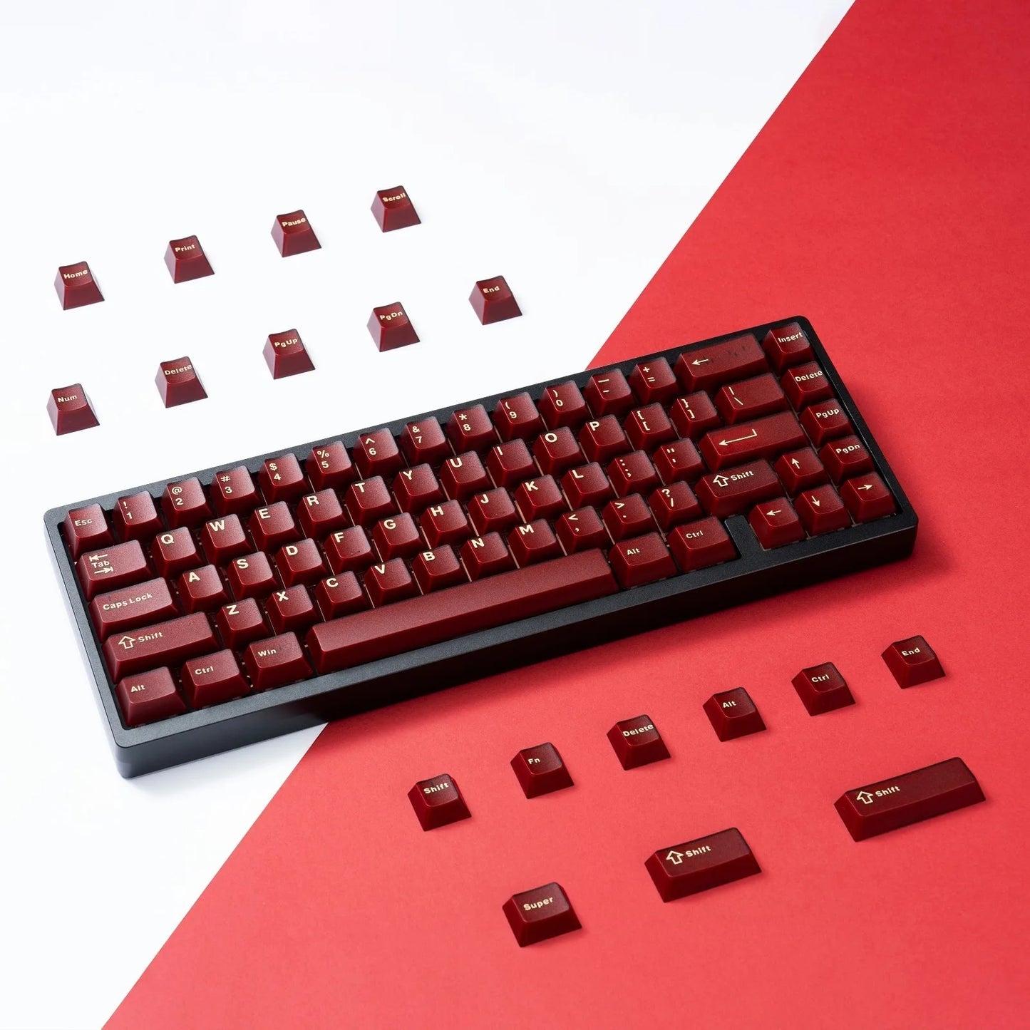 Wine Red Double Shot ABS Keycaps Cherry Profile for Gateron MX Switches