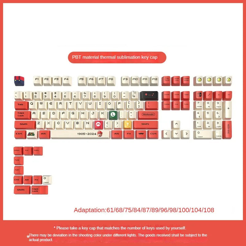 Retro Gamer Mechanical Keyboard Key Caps – PBT Material, Cartoon Style