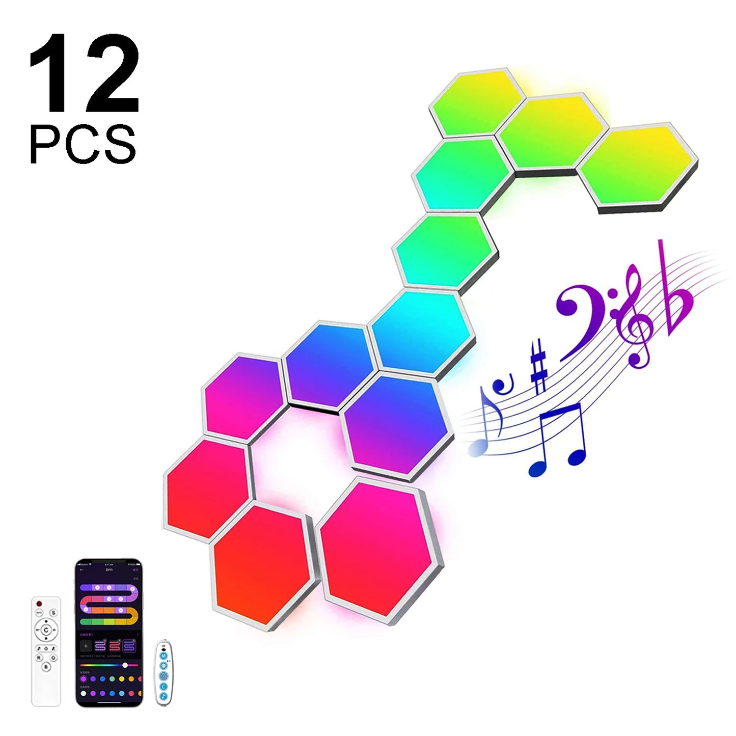 RGB Hexagonal Smart Wall Lamp App Control With Color Changing Night Light