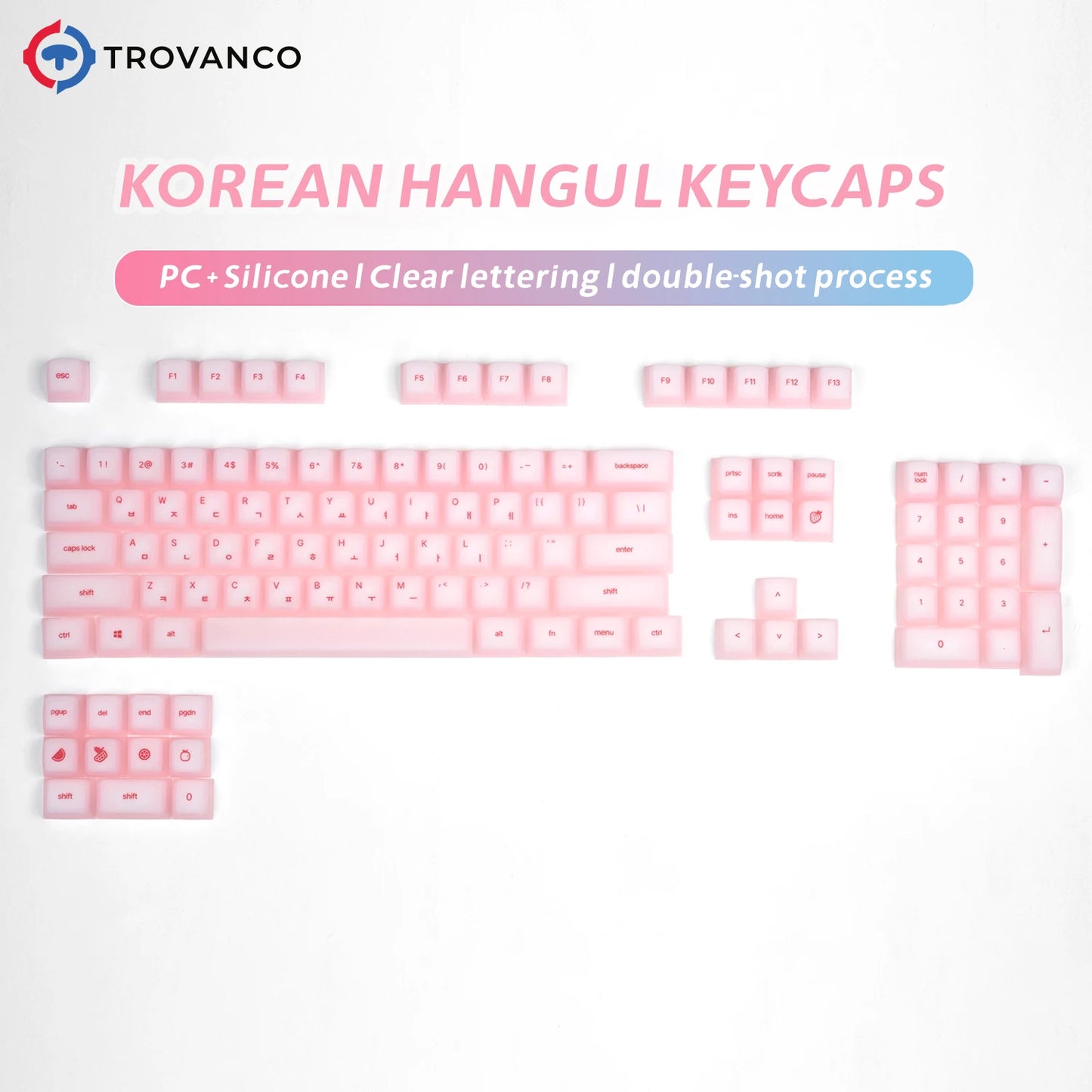 113 Keys Korean Hangul Keycaps Pink Silicone PC Cherry Profile Keyboard