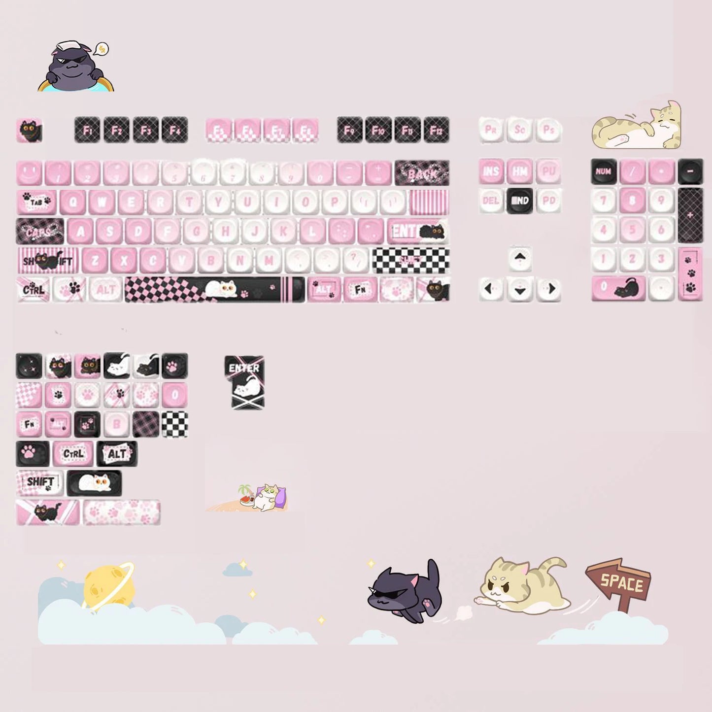 132 PBT Keycaps for 60% 65%75% 100% Cherry Gateron MX Switches Mechanical Keyboards