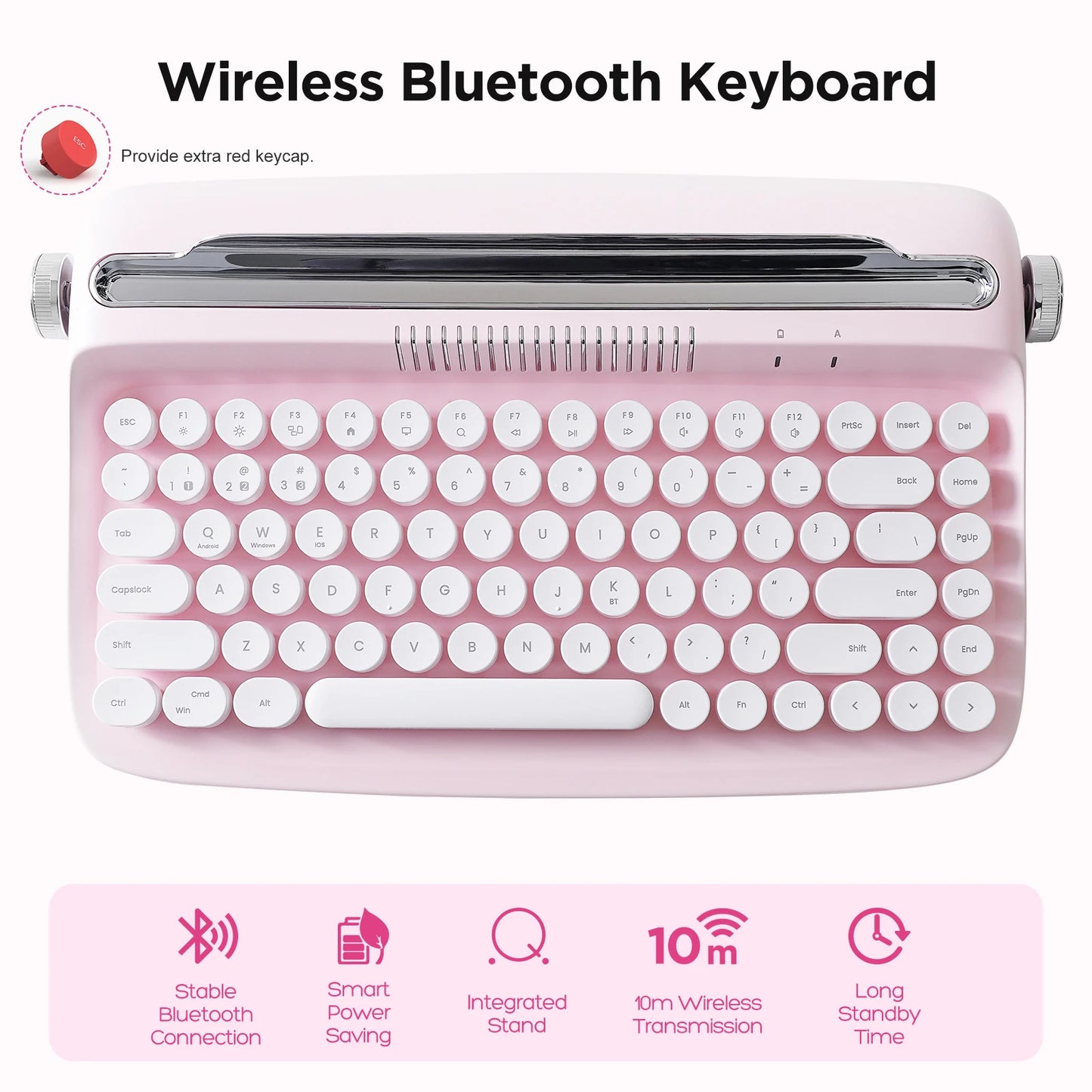 Vintage Style Bluetooth Typewriter Keyboard